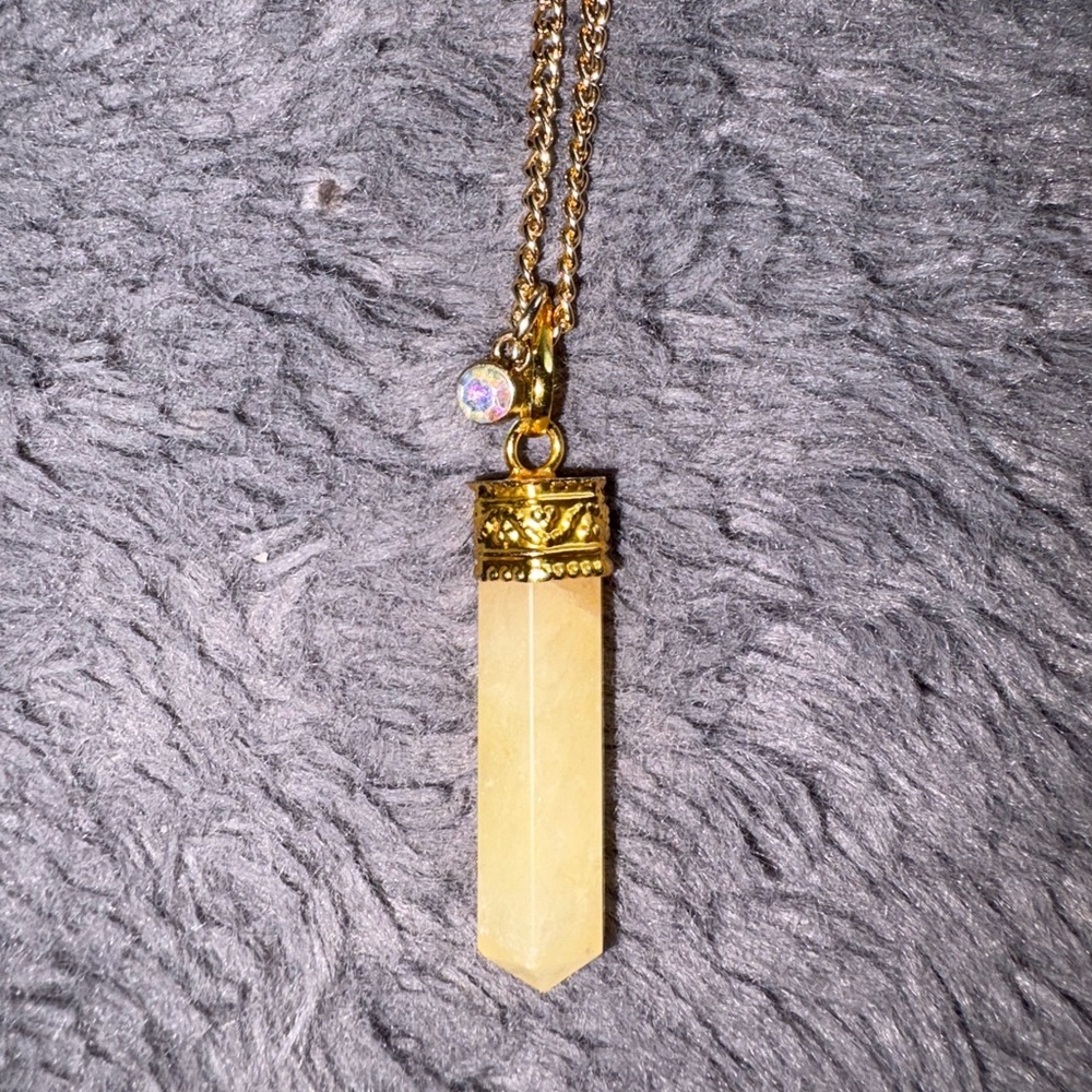 Handcrafted Gold Aventurine Pendant 16”Necklace